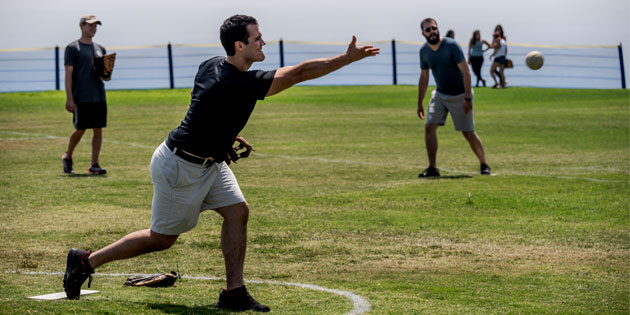 Pepperdine Law 1L students playing softball during launch week