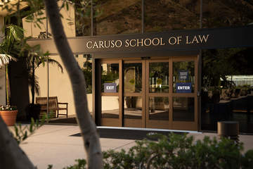 Caruso School of Law building entrance and doors