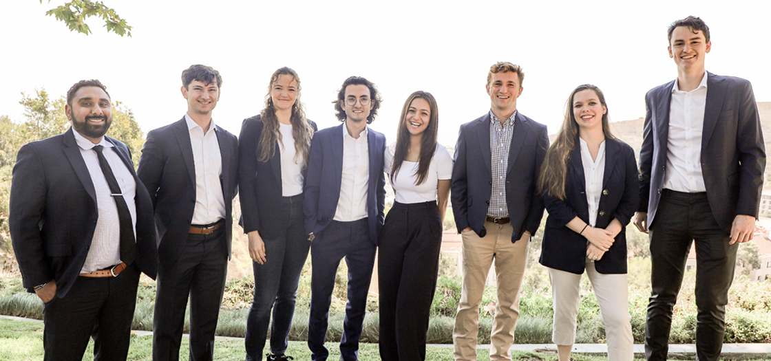 Eight law students together at Malibu campus 