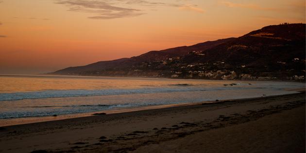 Malibu beach at sunset
