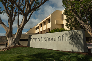 Caruso School of Law monument sign