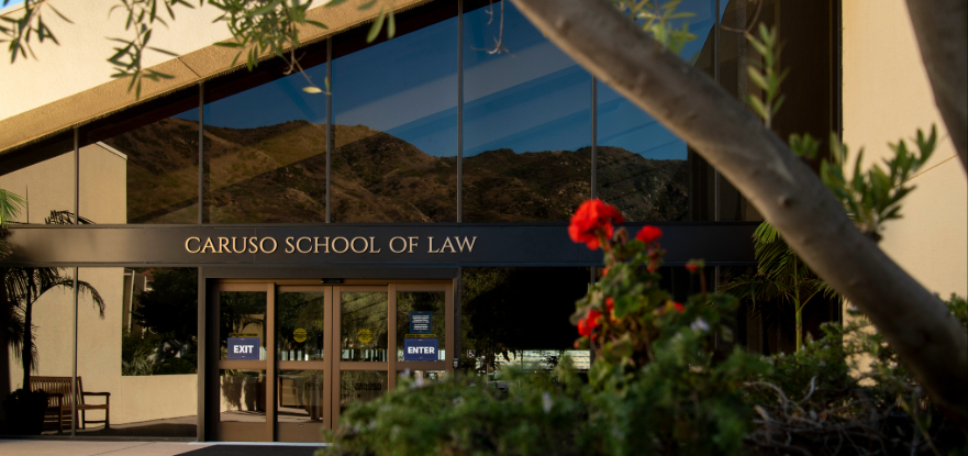 Caruso School of Law building front door