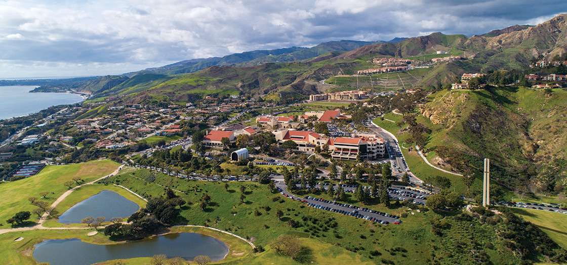 aerial image of the pepperdine university campus in Malibu