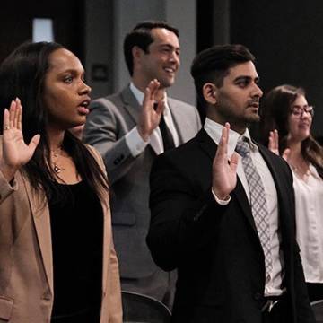 Students at bar swearing in ceremony