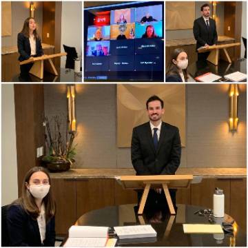 Ben Fraser and Cassidy Young arguing case remotely