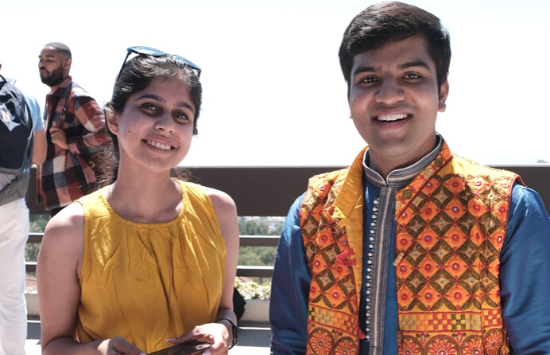 Two students in traditional wear at Global Village Day