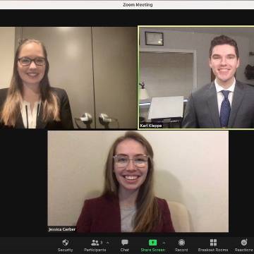 Zoom photo of student in National Trial Competition