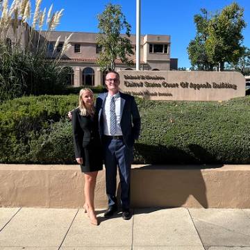 Macy Merritt and Maxwell Lyster at Ninth Circuit courthouse
