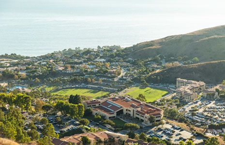 Pepperdine school of law campus with the ocean seen in the background