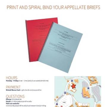 Appellate briefs with red and blue covers