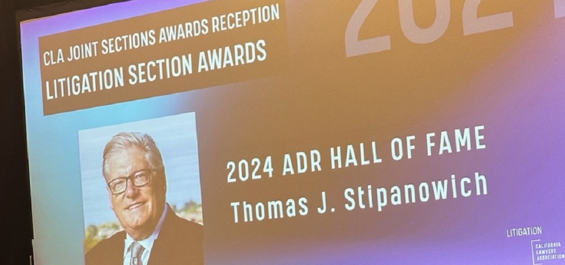 Tom Stipanowich on CLA Hall of Fame award screen